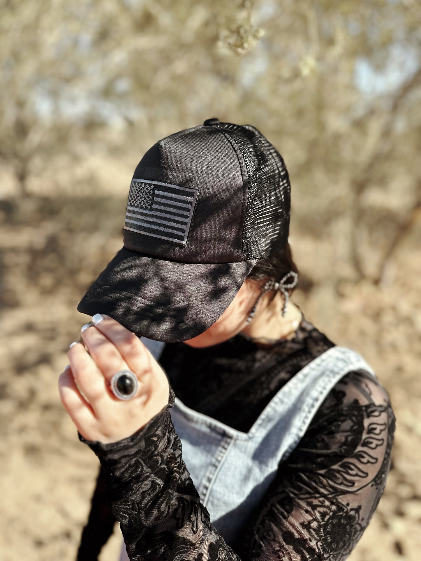 Mono American Flag Trucker Hat
