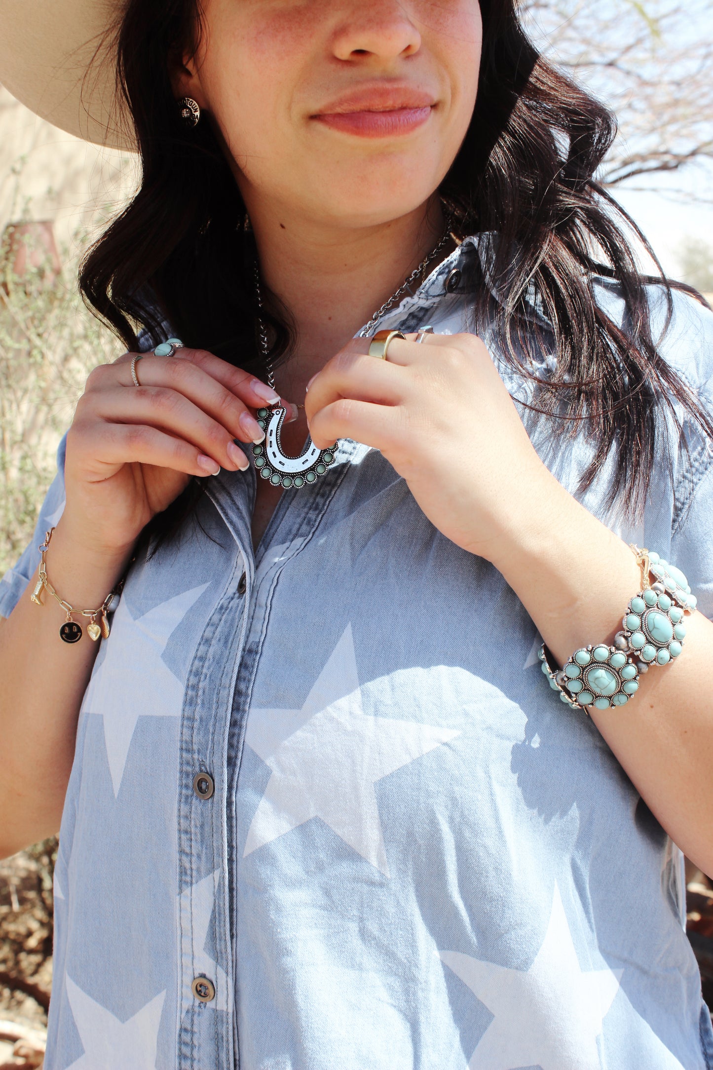 Large Turquoise Horseshoe Pendant