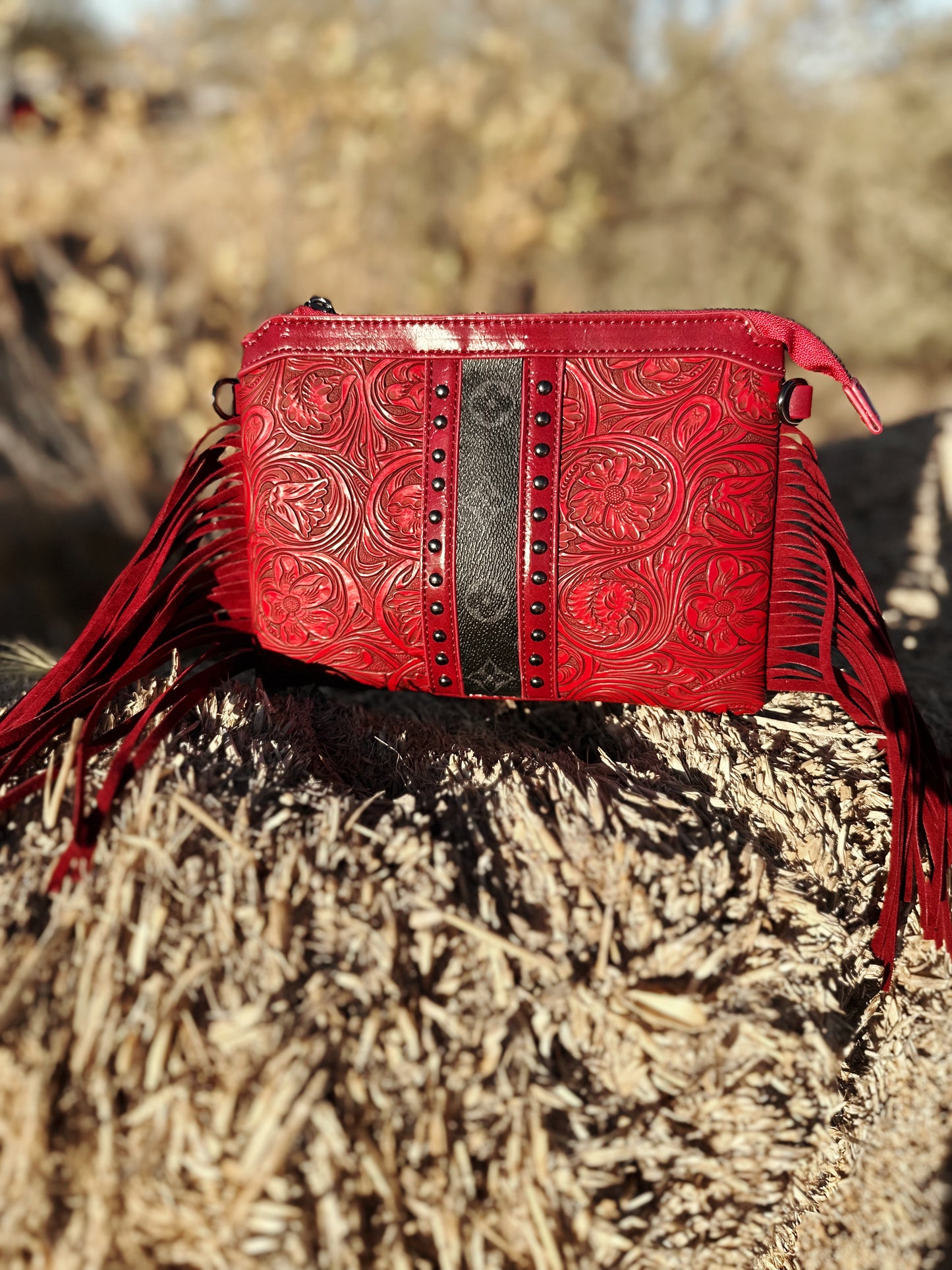 LV Embossed Leather Crossbody Red