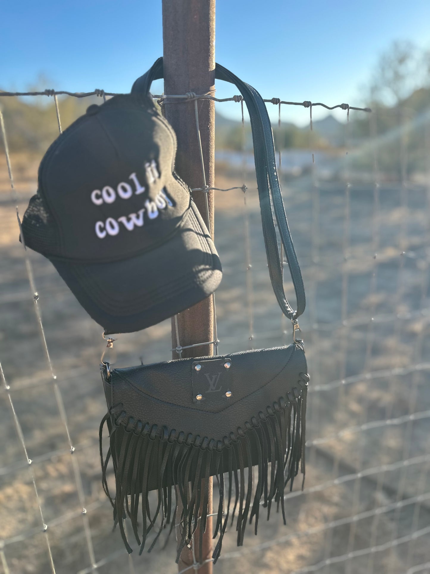 LV Black Fringe Crossbody