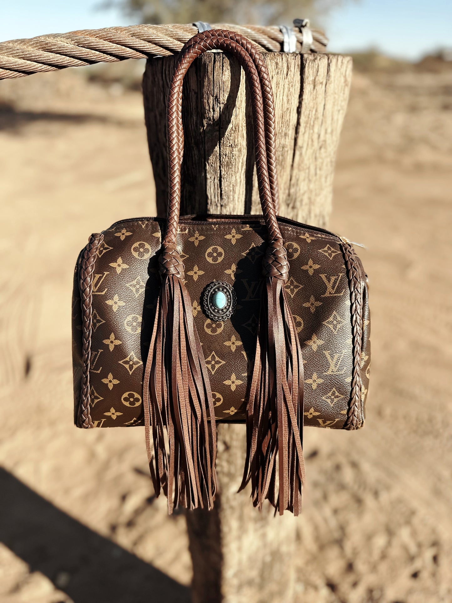 LV Inspired Fringe Bucket Bag