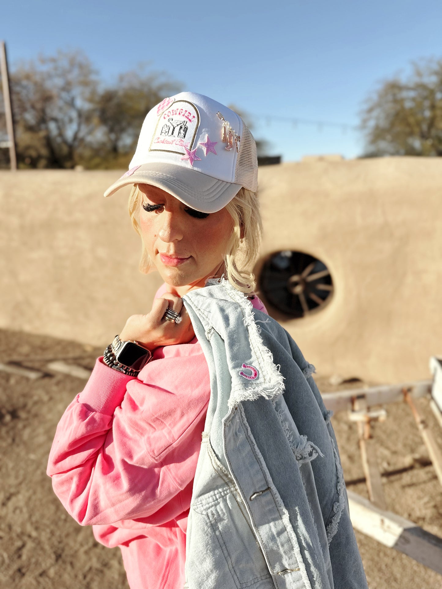 Pink Patchwork Denim Jacket