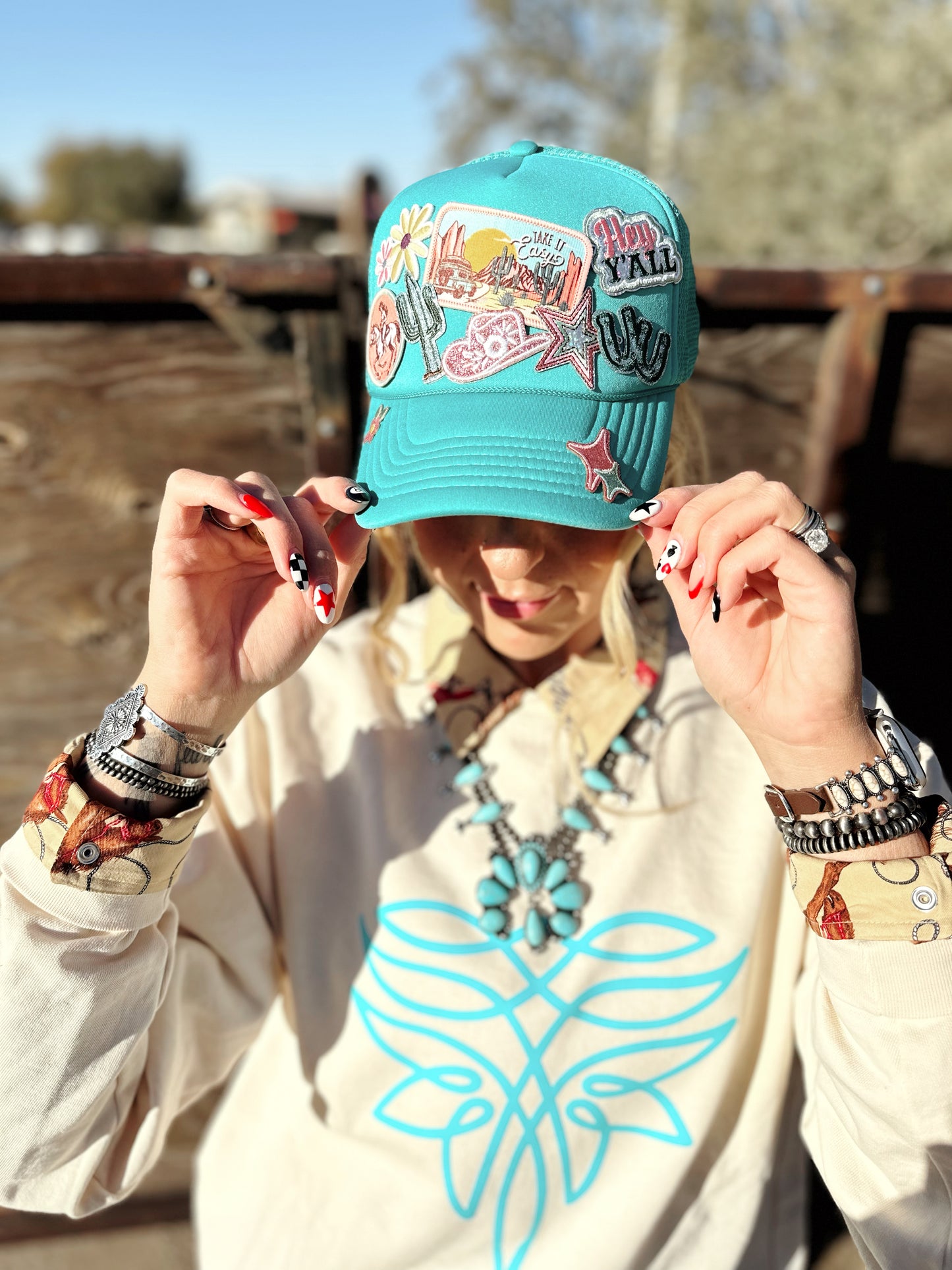 Turquoise Road Trucker Hat