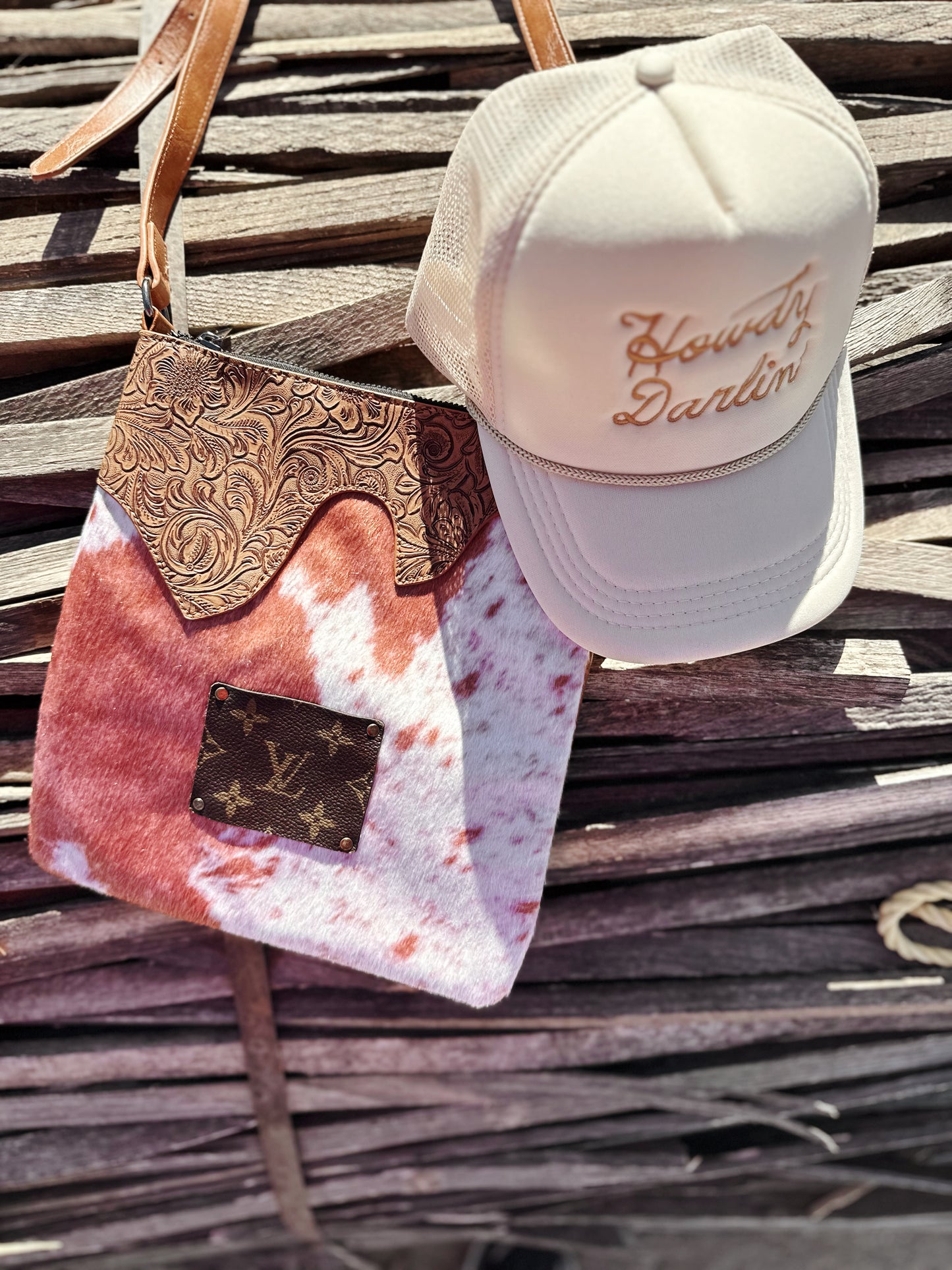 LV Cowhide Embossed Crossbody