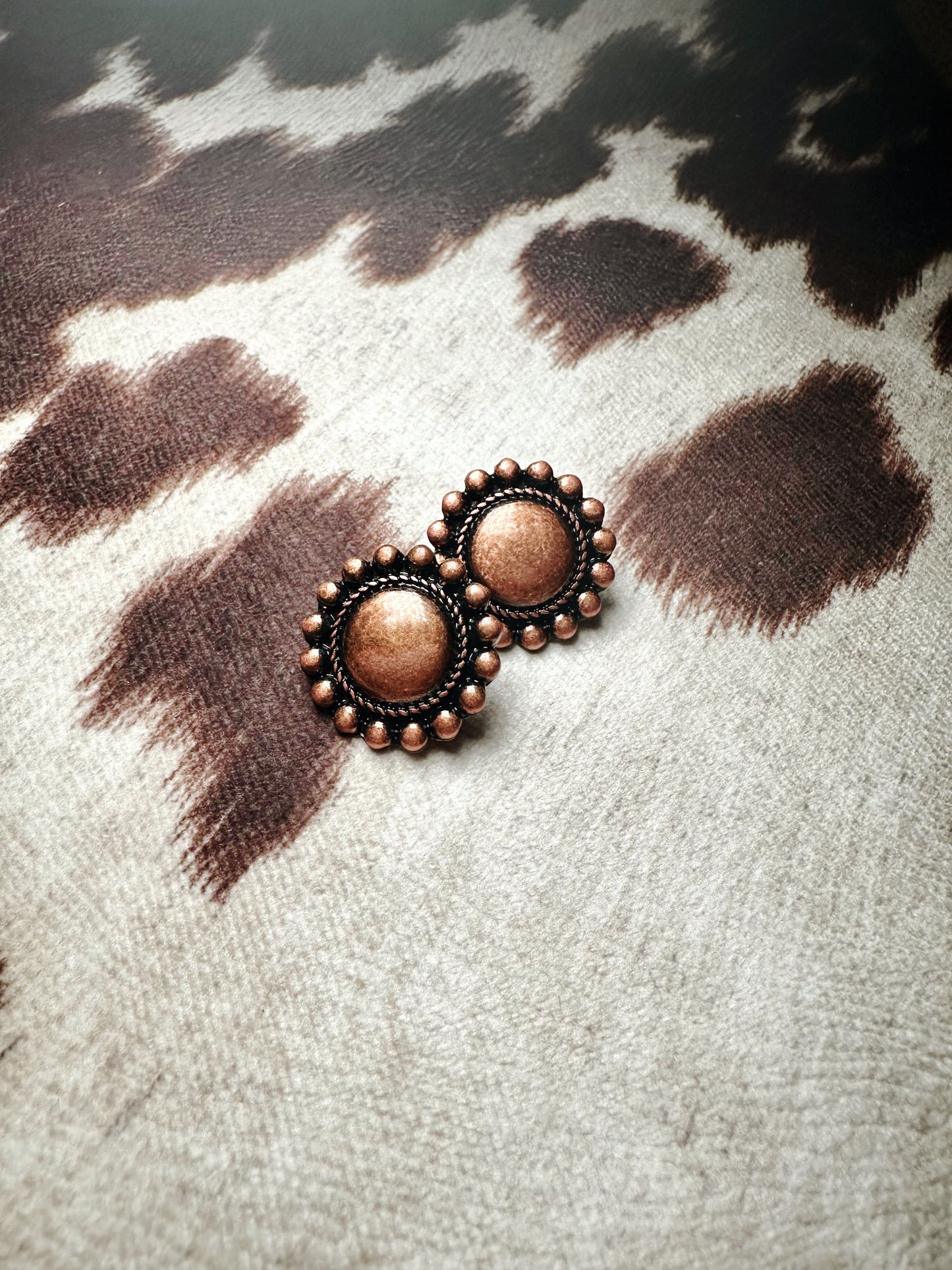 Bronze Button Earrings
