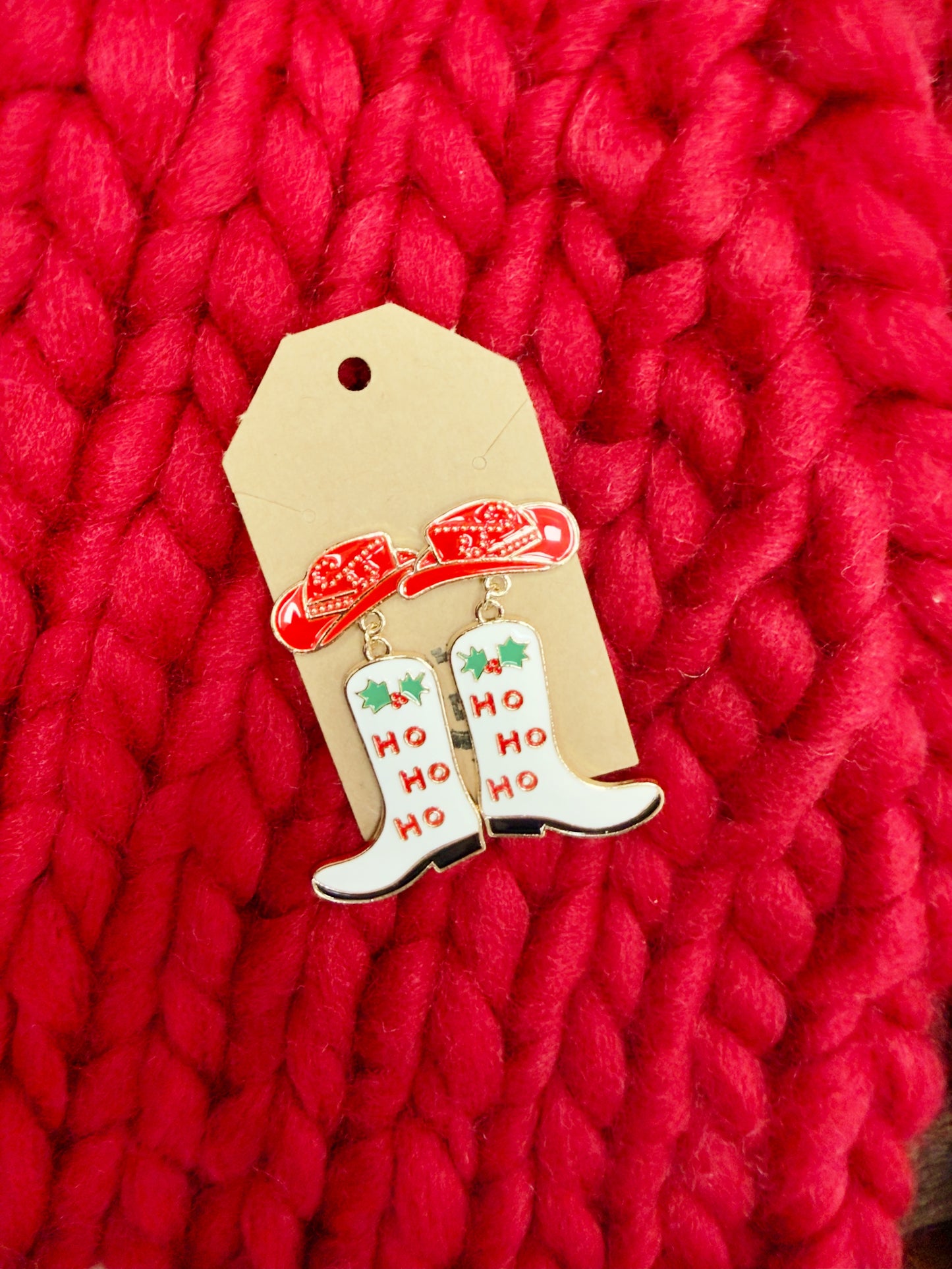 Christmas Cowboy Boot Earrings