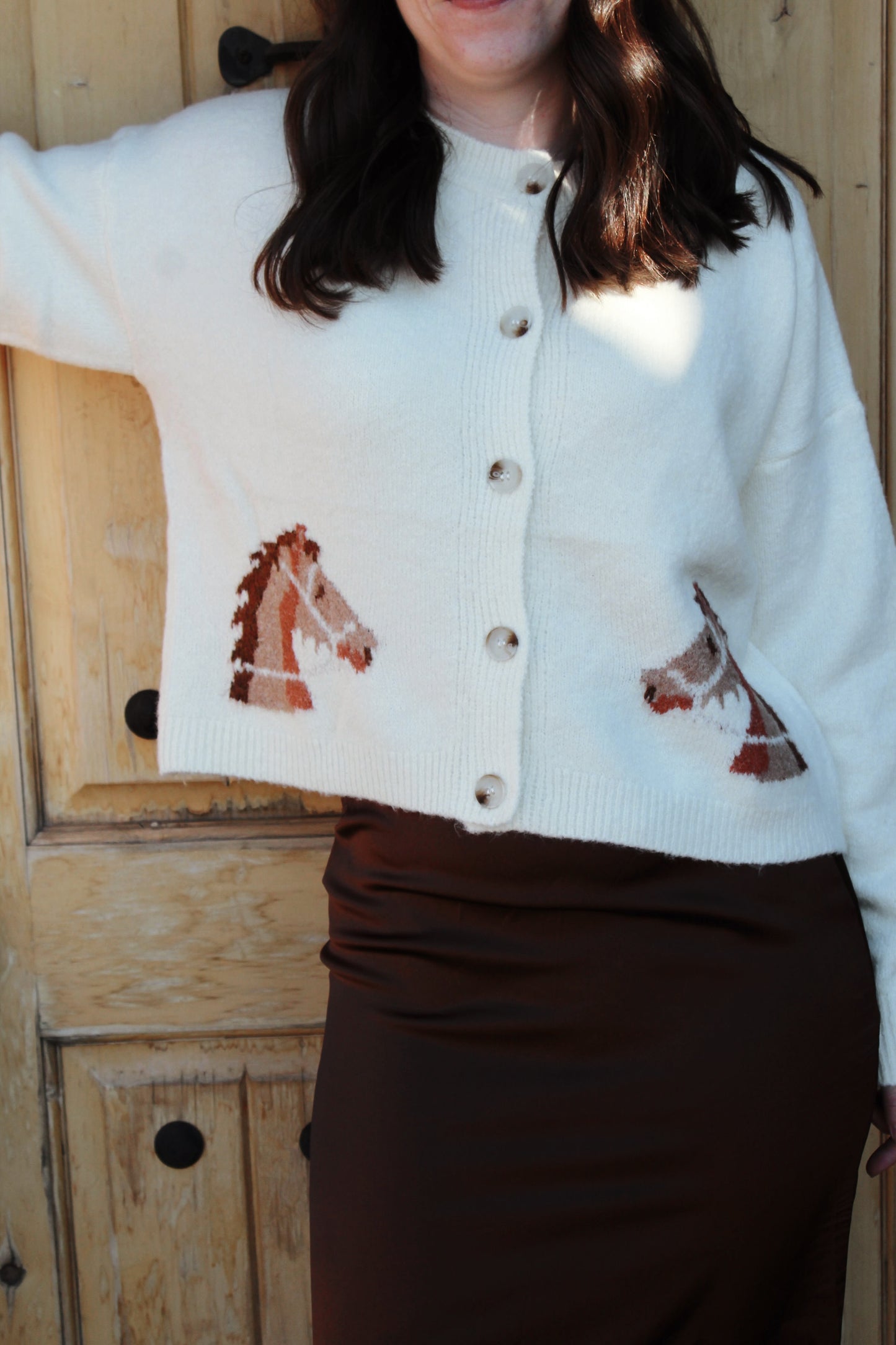 Equestrian Charm Cropped Cardigan