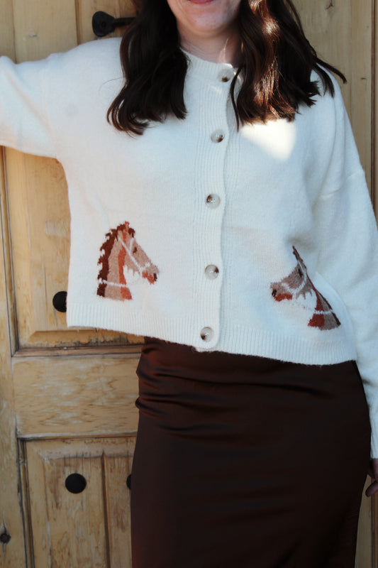 Equestrian Charm Cropped Cardigan