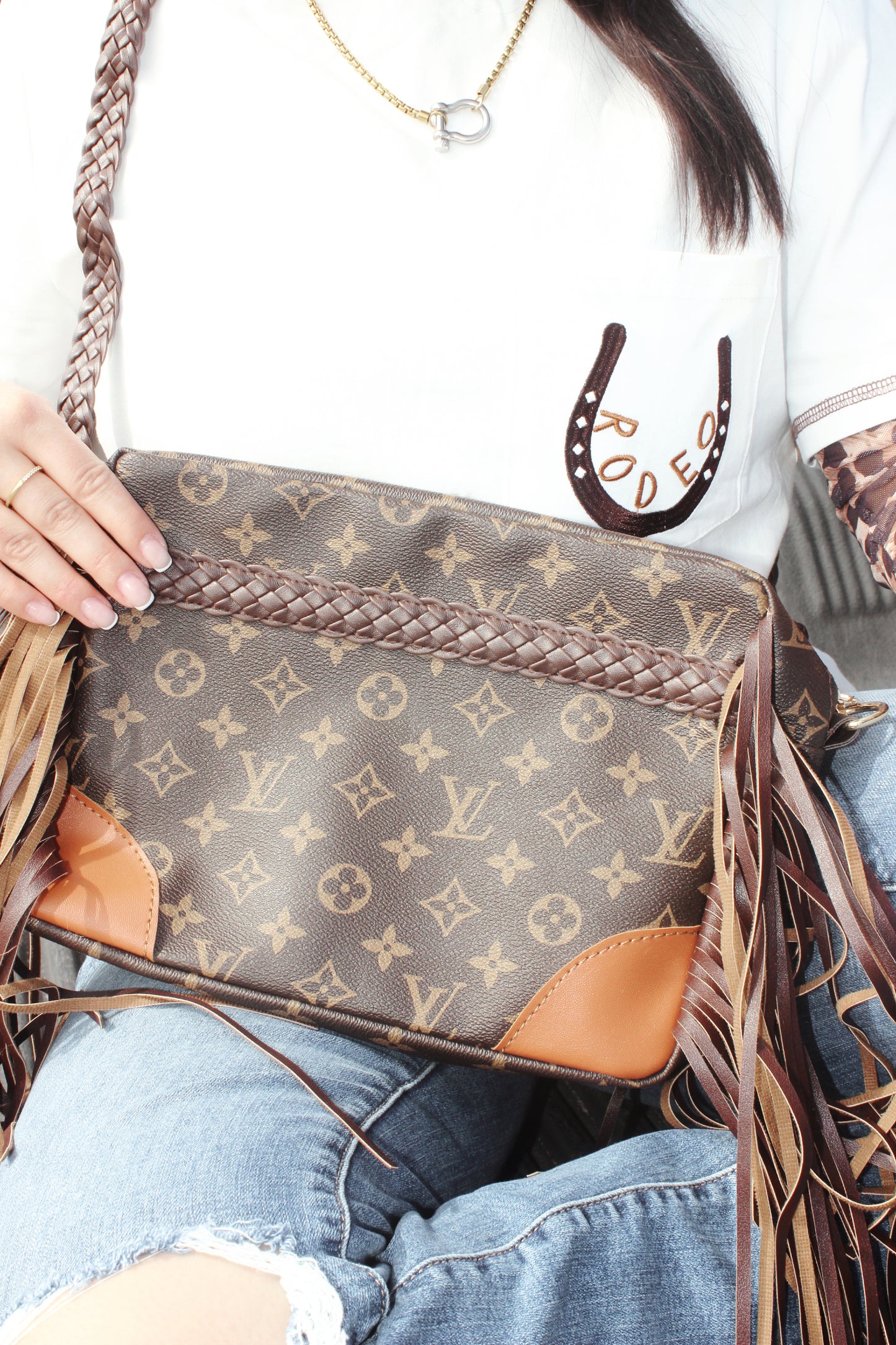 LV Fringe Crossbody Zipper Bag