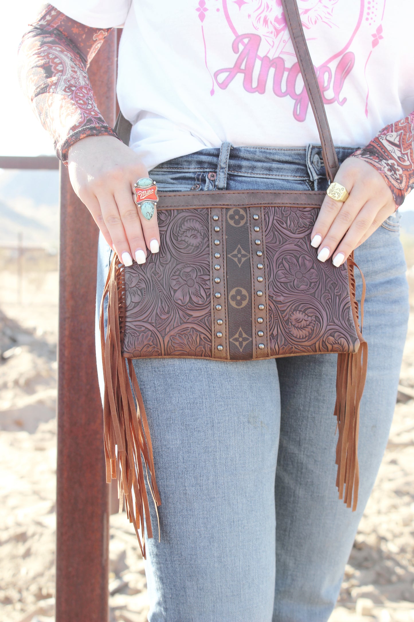 LV Embossed Leather Crossbody