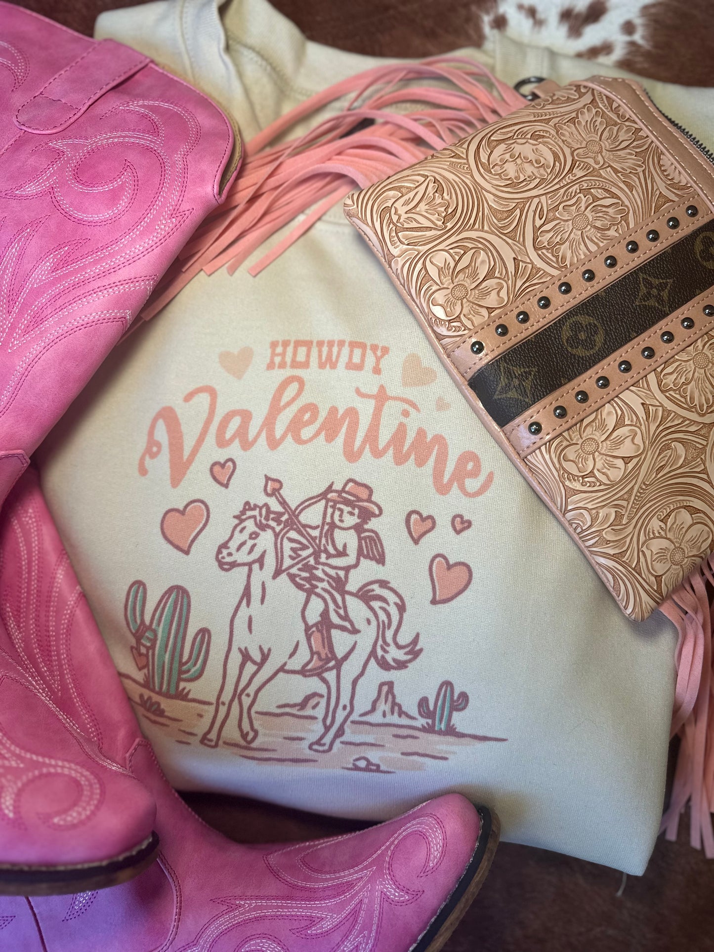 LV Embossed Leather Crossbody Pink