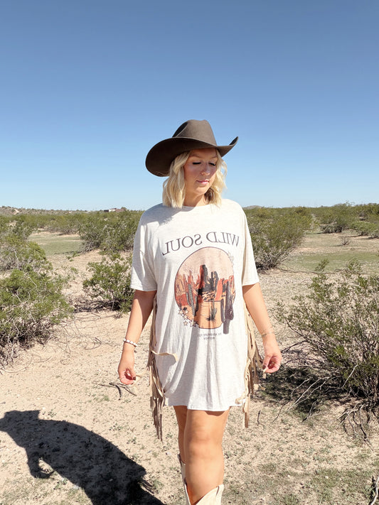 Wild Soul Fringe T-shirt Dress