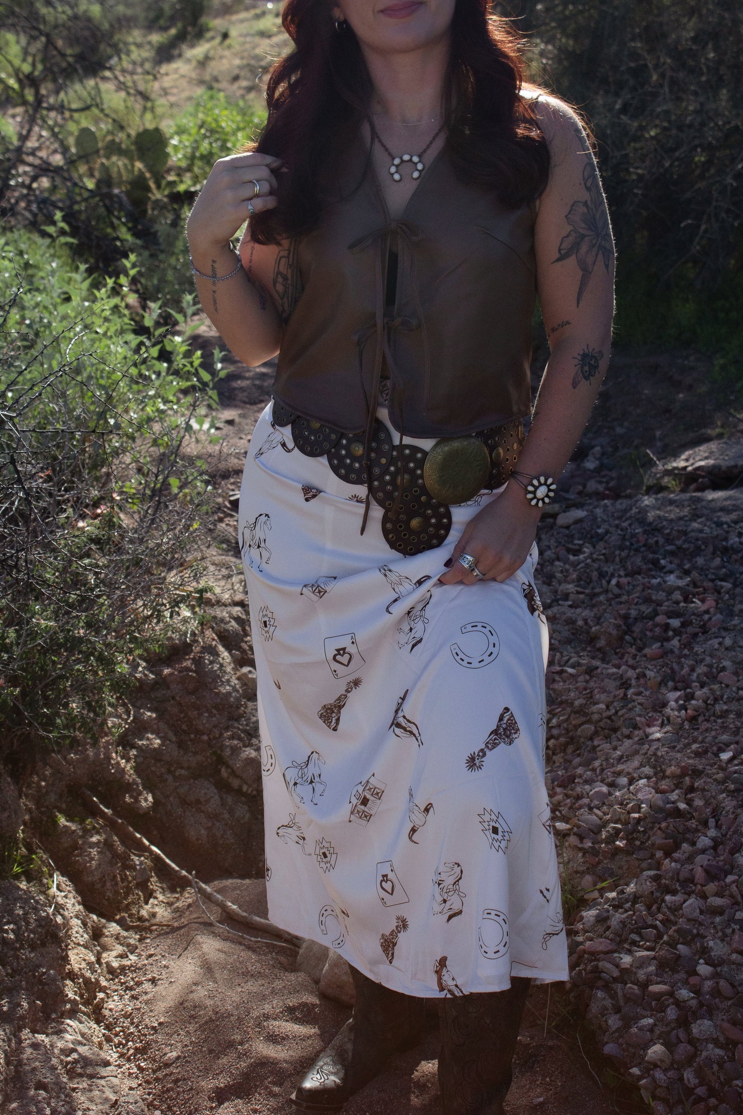 Western Whirl Satin Skirt