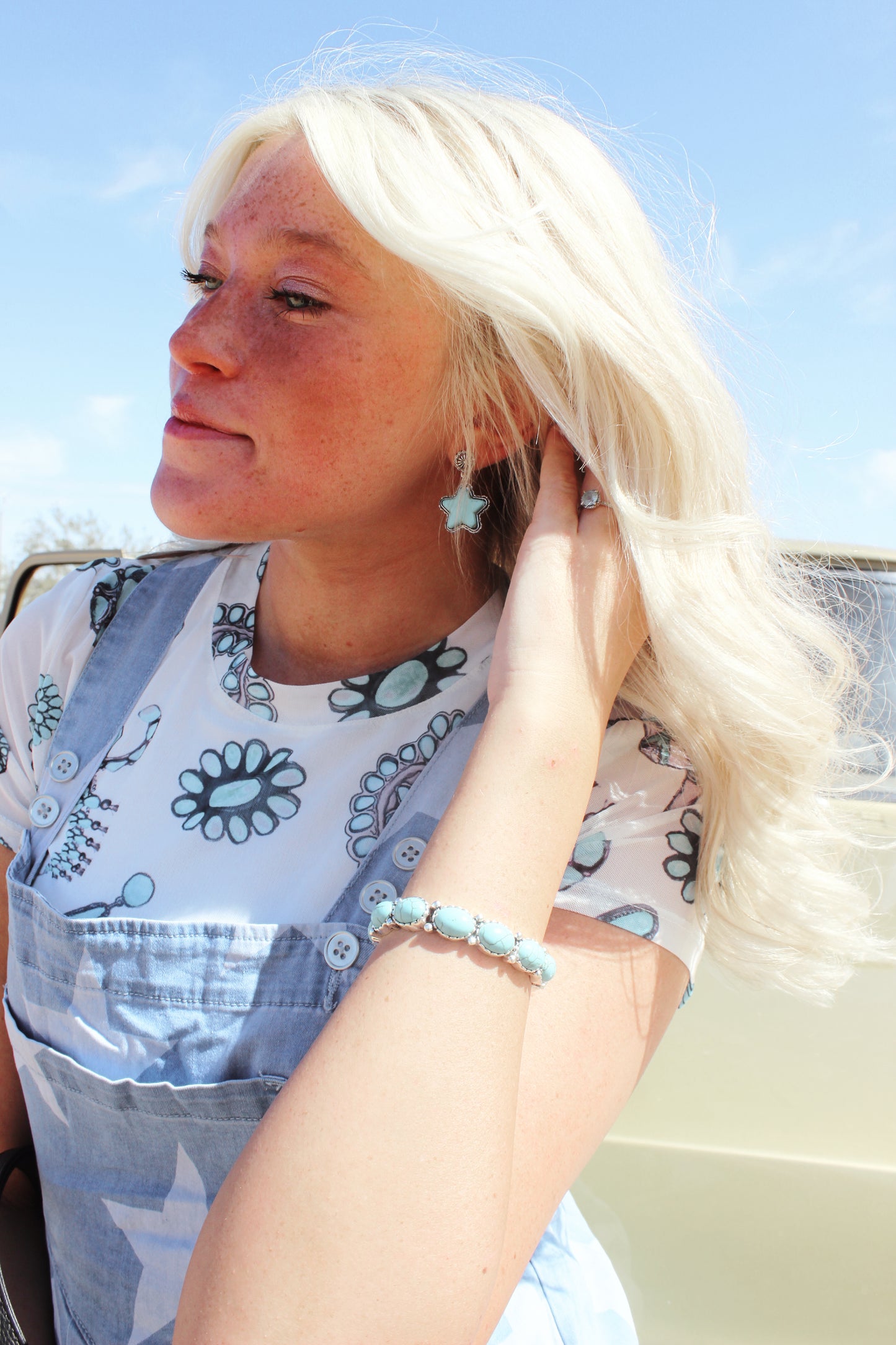 Small Turquoise Star Dangle Earrings