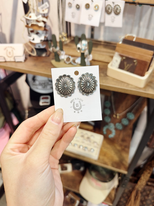 Silver Mesa Concho Earrings