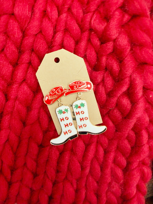 Christmas Cowboy Boot Earrings